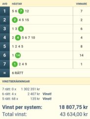 NY V75-VINST, 43.634:- (18.807:-/system) - Nu fortsätter Jakten på GS75!