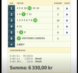 V64-Vinst: 6.330:-, Eskilstuna (5/9)