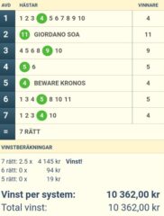 NY GS75-VINST, 10.362:-: Mot nya Slantar på V64!