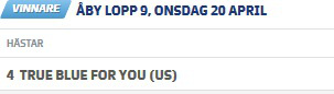 Vinnarspel till Åby 20/4