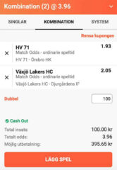 SHL Tipset 26/2: Dubbelodds är rekat till 3.96