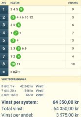 NY V86-VINST, 64.350:-, DAGS IDAG IGEN?