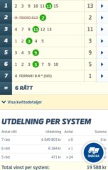 V75-Vinst: 19.588:-, Bjerke (10/9)