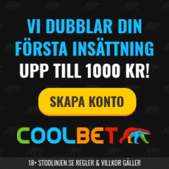 Coolbet – 100% upp till 1000 kr